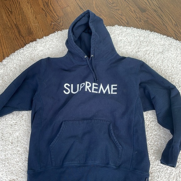 Supreme Collegiate Hooded Sweatshirt Navy - Picture 1 of 4